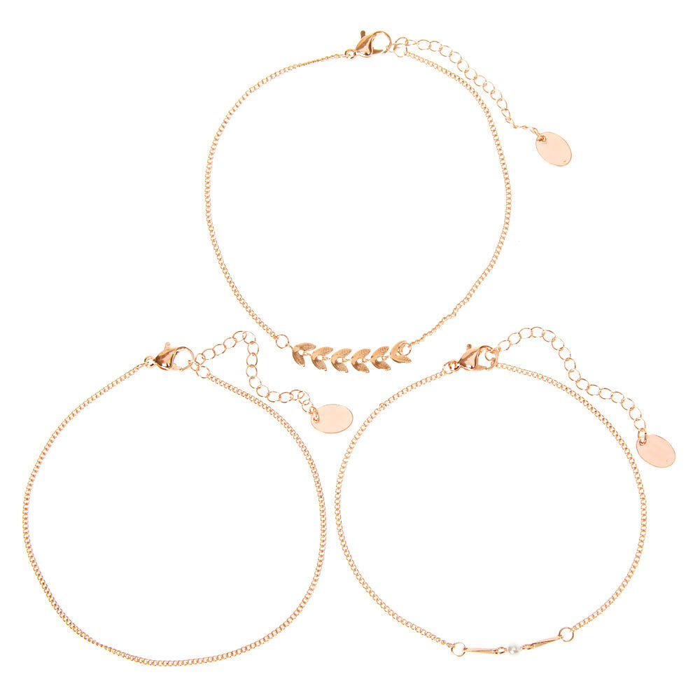 Mixed Metal Chain Anklets - 3 Pack | Claire's